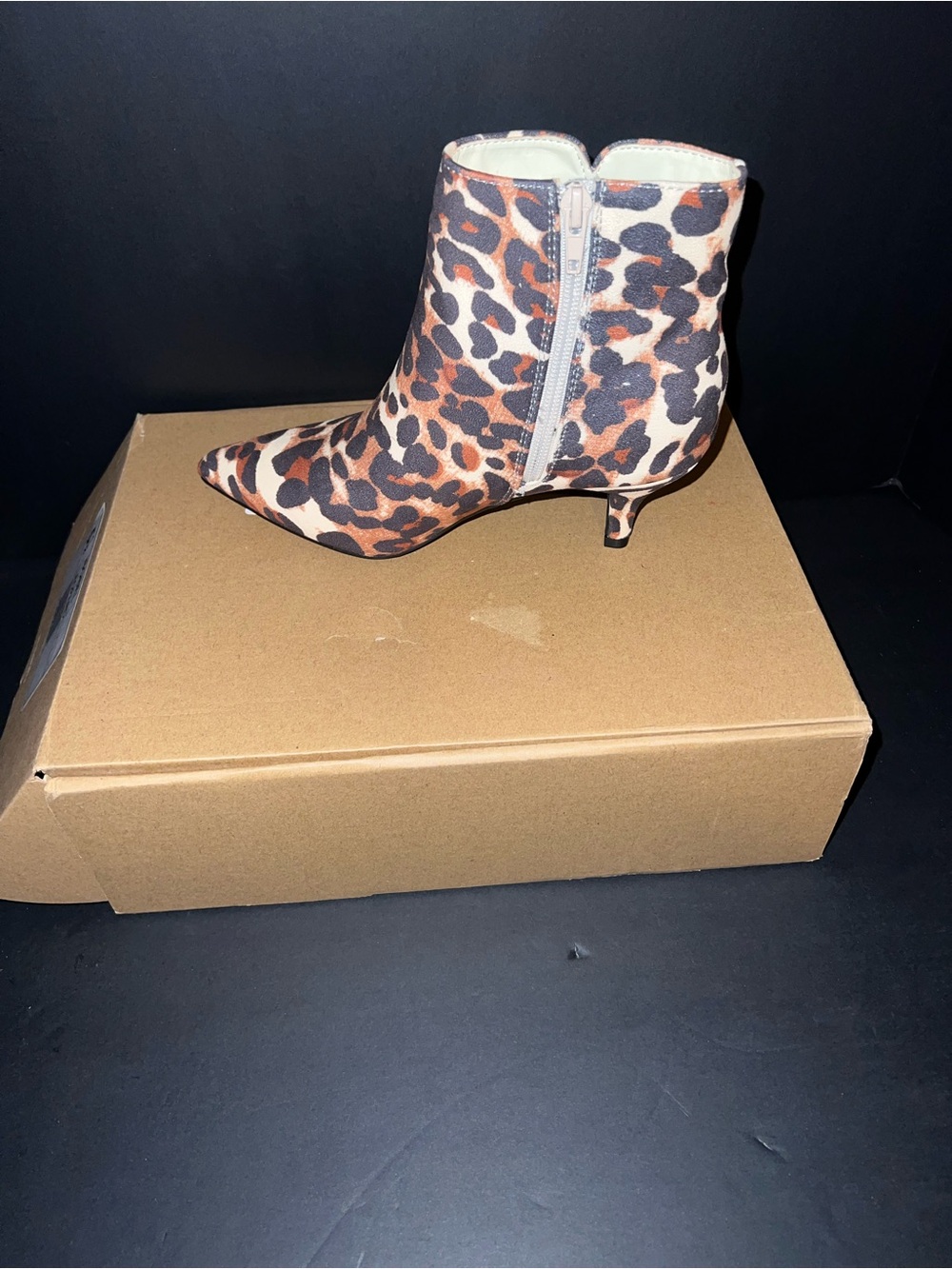 Journee Collection Leopard Print Pointed Kitten Heel Ankle Bootie - Picture 3 of 5